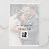 モダンでエレガントなカップルフォトウェディング セーブザデート 箔招待状 (裏面)