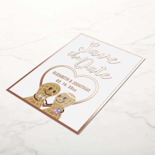 モダンでエレガントなカップルフォトウェディング セーブザデート 箔招待状 (回転した状態)