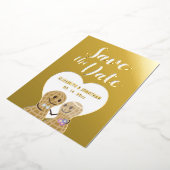 モダンでエレガントなカップルフォト ウェディング セーブ・ザ・デート 箔招待状 (回転した状態)