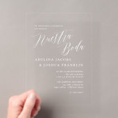 モダンでエレガントなカリグラフィーのウエディング アクリル招待状 (インサイチュ (ポータブル))