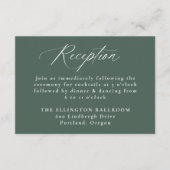 モダンでエレガントなカリグラフィーグリーンの結婚式の披露宴 エンクロージャーカード (正面)