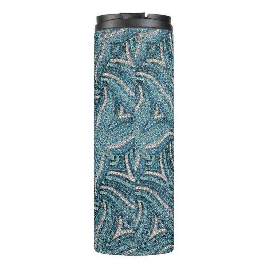 モダンでエレガントなガーリーなターコイズ スワール カスタムネーム タンブラー (裏面)
