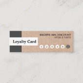 モダンでエレガントなクラフトのストライプな小型ロイヤリティカード スキニー名刺 (正面)
