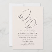 モダンでエレガントなクリーム色の結婚式の招待状「We Do」 招待状 (正面)