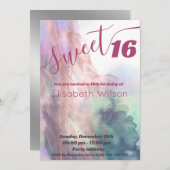 モダンでエレガントなクールな水彩画のスイート16 招待状 (正面/裏面)