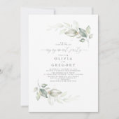 モダンでエレガントなグリーンのエンゲージメントパーティー 招待状 (正面)