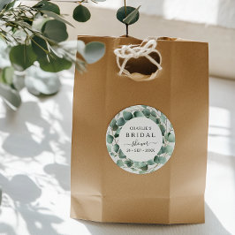 モダンでエレガントなグリーンの ブライダルシャワー ラウンドシール