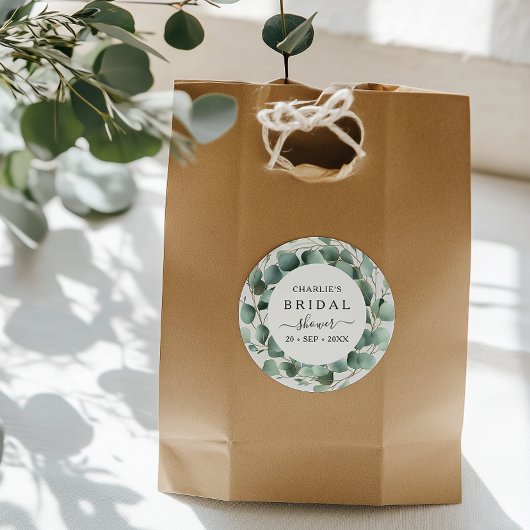 モダンでエレガントなグリーンの ブライダルシャワー ラウンドシール