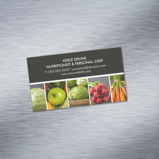 モダンでエレガントなケータリングのシェフの栄養士 マグネット名刺 (インサイチュ)