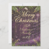 モダンでエレガントなゴールドとパープルのクリスマスカード シーズンカード (正面)
