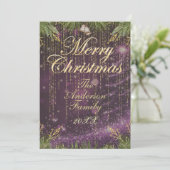モダンでエレガントなゴールドとパープルのクリスマスカード シーズンカード (スタンド正面)