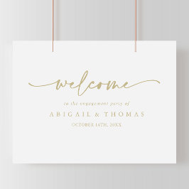 モダンでエレガントなゴールドのエンゲージメントパーティーウェルカム ポスター
