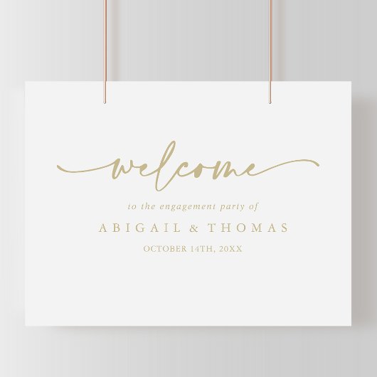 モダンでエレガントなゴールドのエンゲージメントパーティーウェルカム ポスター
