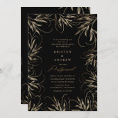 モダンでエレガントなゴールドの植物をテーマにした結婚式延期 招待状 (正面/裏面)