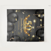 モダンでエレガントなゴールドブラックの誕生日バックドロップ タペストリー (正面(横))