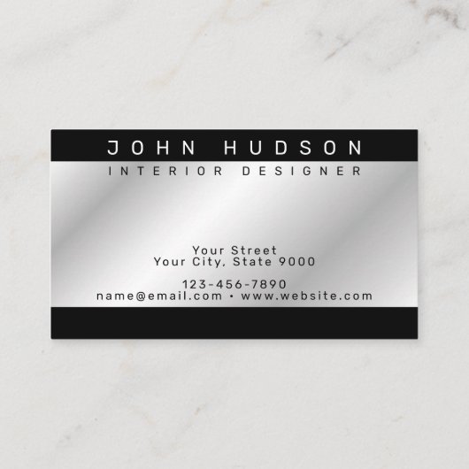 モダンでエレガントなシルバーとブラックのテンプレートビジネス 名刺 (裏面)
