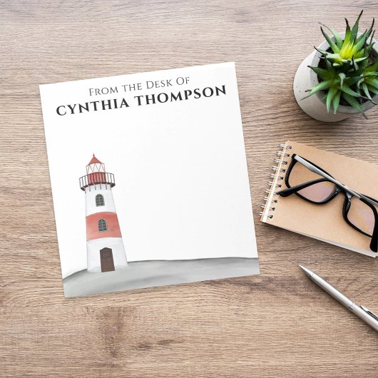 モダンでエレガントなシンプルな水彩画の灯台がかわいい ノートパッド