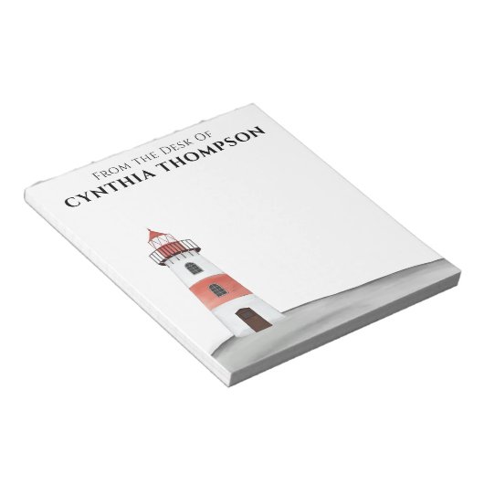 モダンでエレガントなシンプルな水彩画の灯台がかわいい ノートパッド (アングル)