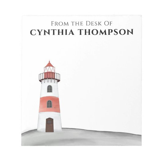 モダンでエレガントなシンプルな水彩画の灯台がかわいい ノートパッド (正面)