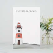 モダンでエレガントなシンプルな水彩画の灯台 便箋 (スタンド正面)