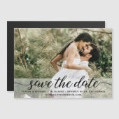 モダンでエレガントなスクリプトのスワッシュが写真と結婚式のデザイン (正面/裏面)