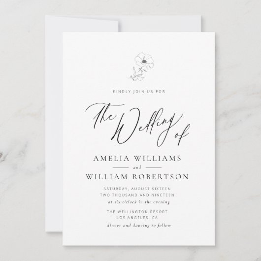 モダンでエレガントなスクリプト結婚式招待状 招待状 (正面)