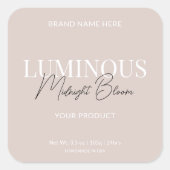 モダンでエレガントなスクリプト製品ラベル ベージュ スクエアシール (正面)
