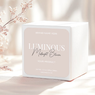 モダンでエレガントなスクリプト製品ラベル ベージュ スクエアシール