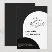 モダンでエレガントなスクリプト ブラック&ホワイトのアーチウェディング 招待状 (正面/裏面)