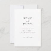 モダンでエレガントなスクリプト ラスティック ミニマル フォト ウェディング セーブザデート (裏面)