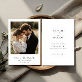 モダンでエレガントなスクリプト ラスティック ミニマル フォト ウェディング セーブザデート