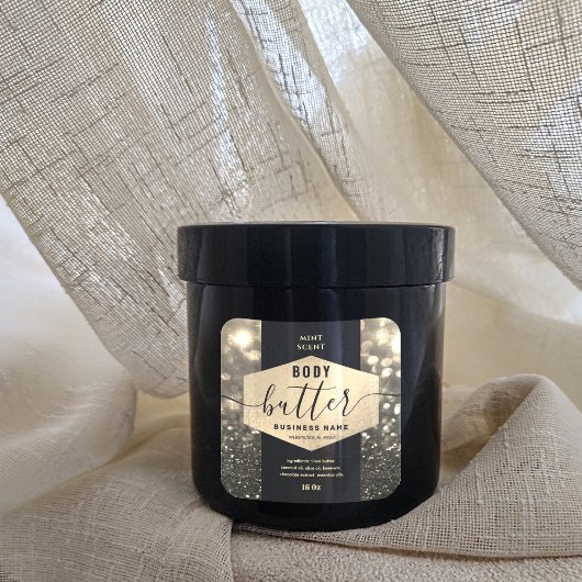 モダンでエレガントなスパークルスクリプトボディバター ラベル