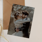 モダンでエレガントなスペイン風ブラックオーバーレイ写真ウェディング 招待状