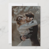モダンでエレガントなスペイン風ブラックオーバーレイ写真ウェディング 招待状 (正面)