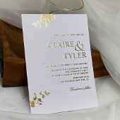 モダンでエレガントなタイポグラフィの結婚式 箔招待状