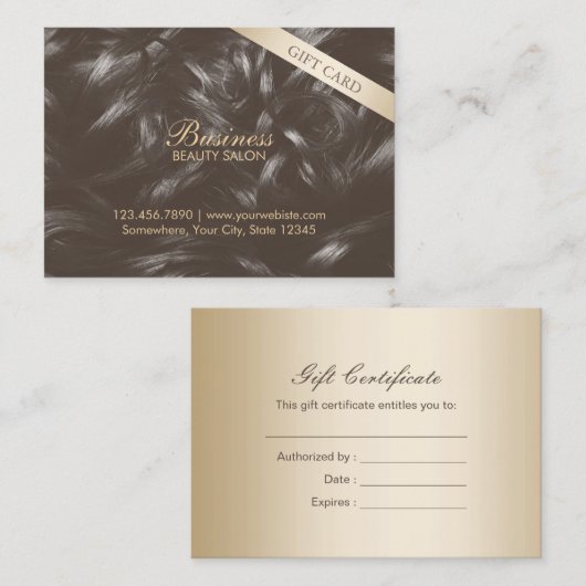 モダンでエレガントなタンの毛の美しいのギフト券 割引カード (正面/裏面)