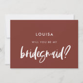 モダンでエレガントなテラコッタ色のブライズメイド提案カード 招待状 (正面)