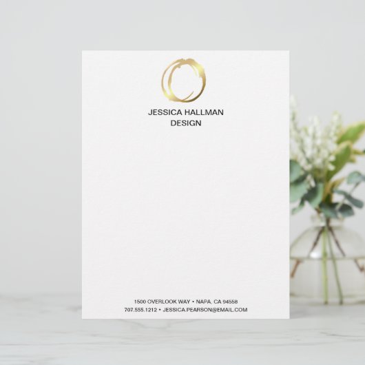 モダンでエレガントなデザイナーの落書きロゴ（ゴールド） レターヘッド (スタンド正面)