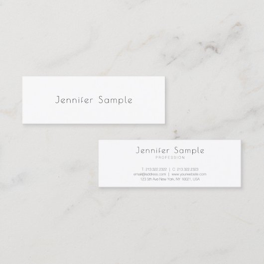 モダンでエレガントなデザインのミニマルで明白なトレンディー スキニー名刺 (正面/裏面)