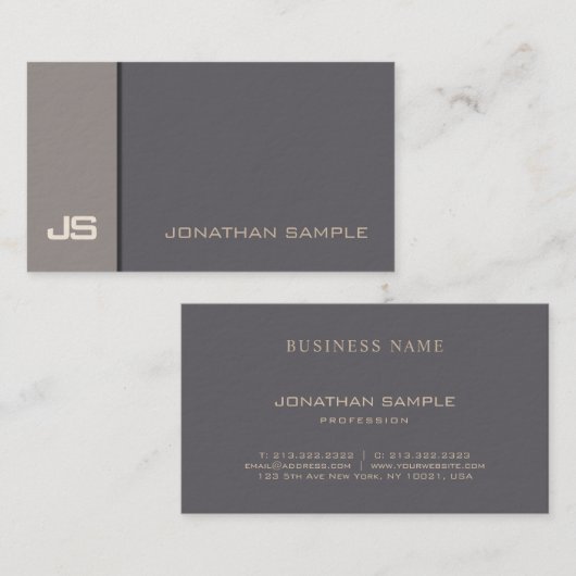 モダンでエレガントなデザインの粋なブラウンのエリートの贅沢 名刺 (正面/裏面)