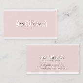 モダンでエレガントなデザイン トレンディなピンクのプレーン モノグラム 名刺 (正面/裏面)