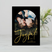 モダンでエレガントなトレンディなタイポグラフィー黒 1 枚の写真 箔シーズンカード (立ち正面)