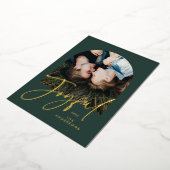 モダンでエレガントなトレンディなタイポグラフィー 緑 1枚の写真 箔シーズンカード (回転した状態)