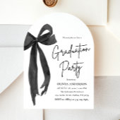モダンでエレガントなトレンディなブラックボウ卒業アーチ 招待状