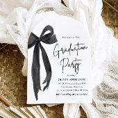 モダンでエレガントなトレンディなブラックボウ卒業アーチ 招待状
