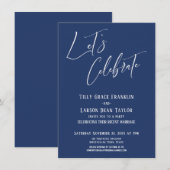 モダンでエレガントなネイビーの結婚式の祝賀会をしよう 招待状 (正面/裏面)