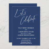 モダンでエレガントなネイビーウェディングパーティーをお祝いしよう 招待状 (正面/裏面)