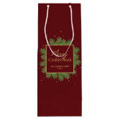 モダンでエレガントなバーガンディレッドのクリスマスボタニカル ワインギフトバッグ (裏面)