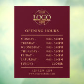 モダンでエレガントなバーガンディレッドの営業時間 ウィンドウサイン (シート3)