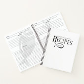 モダンでエレガントなパーソナライズされたブラック＆ホワイトの料理レシピ ノートブック (内部)